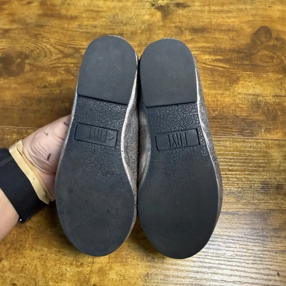 Frye Carson Shimmer MAS-73 Pewter‎ Manmade Flats Kids Size 11
